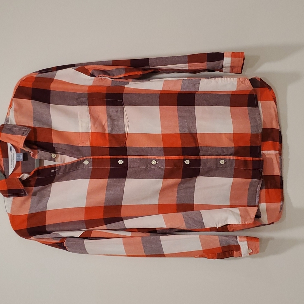 Old Navy Orange Maroon button down S